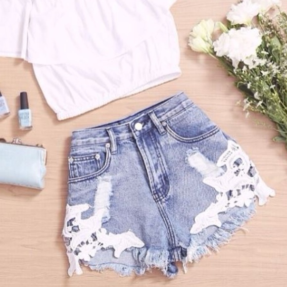 High Waist Denim Shorts - Picture 2 of 5